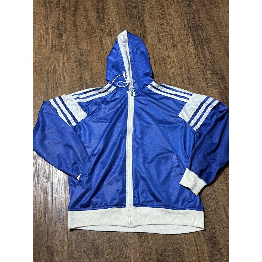 Vtg Winning Ways Sweatshirt Hoodie Track Warm-Up Retro Jacket Blue Wht Men's XL